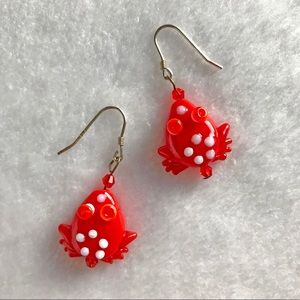 NEW Handmade Lampwork Glass Frog Earrings